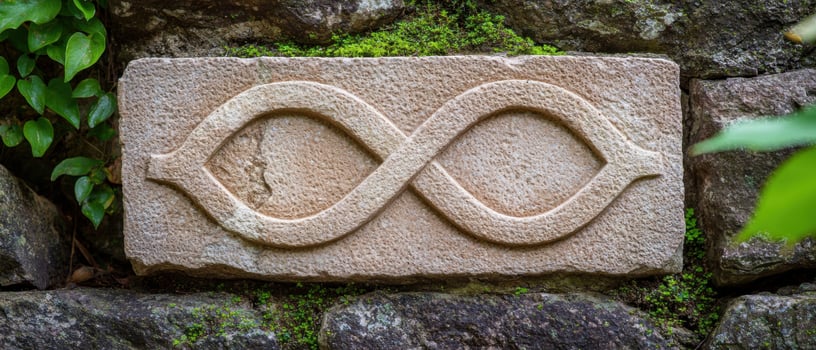 carved stone symbol in nature photo