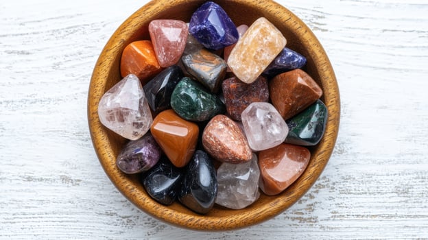 Assortment of natural gemstones and crystals photo