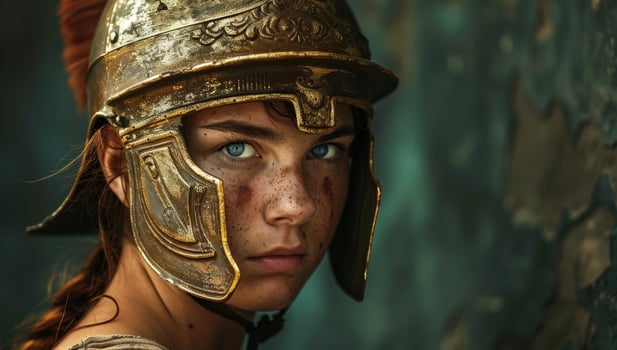 Warrior with golden helmet photo