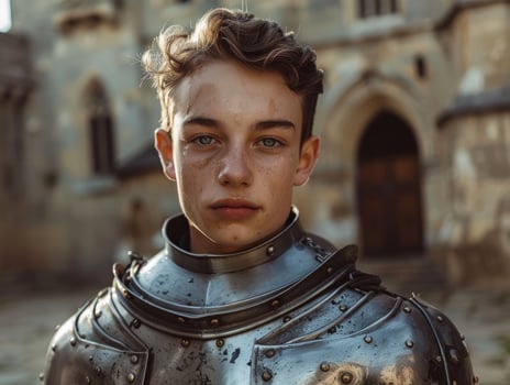 Brave medieval knight in armor photo