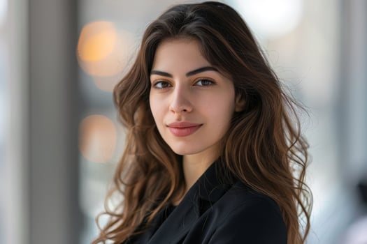 portrait of a beautiful woman with long curly hair photo