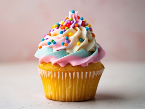 Colorful cupcake with sprinkles photo