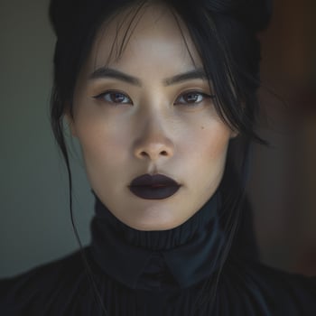 Mysterious asian woman with dark makeup photo