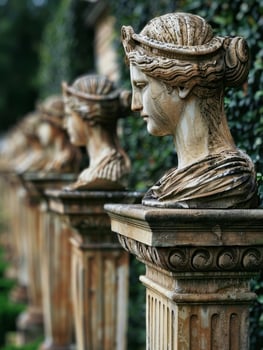 Ornate stone statue in garden photo
