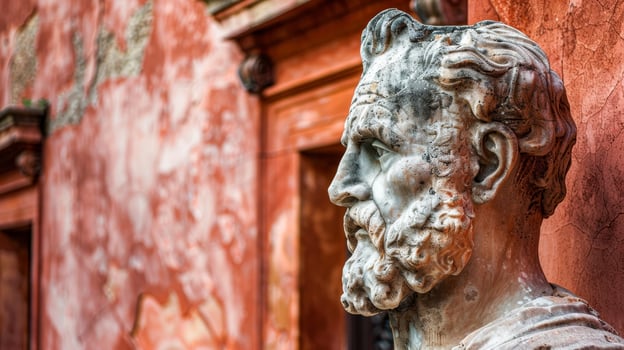 Weathered stone statue in an ancient setting photo