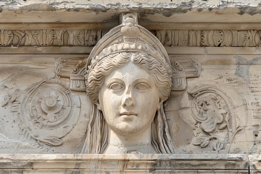 Ornate stone carving of a female figure photo