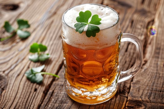 St Patricks Day beer with shamrock photo
