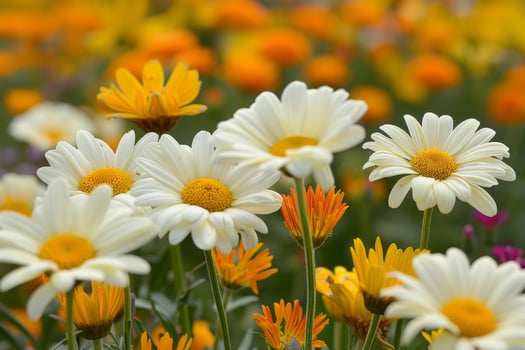 Vibrant field of colorful daisies photo