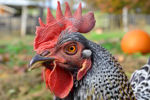 close up portrait of a colorful rooster photo