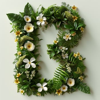 Tropical floral wreath with lush greenery and vibrant flowers photo