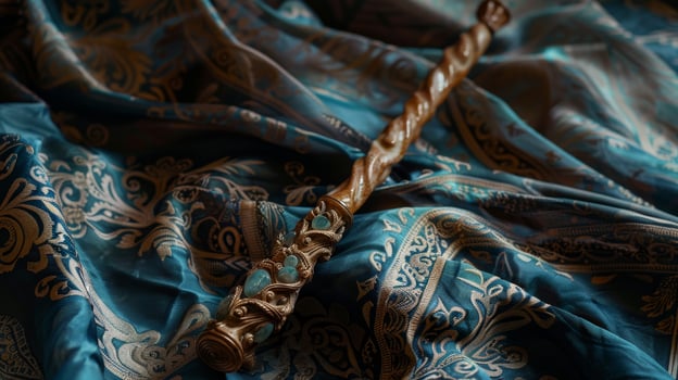 Ornate Fabric and Jewelry Composition photo