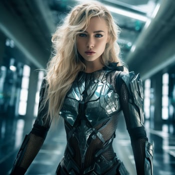 Futuristic Warrior Woman Portrait photo