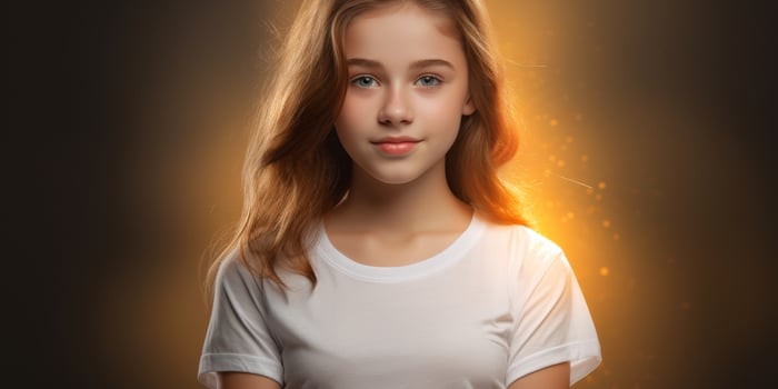 Radiant young woman with flowing hair photo