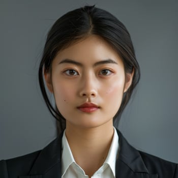 Serious young Asian woman in business attire photo