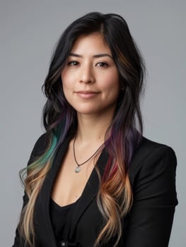 Stylish young woman with colorful hair photo