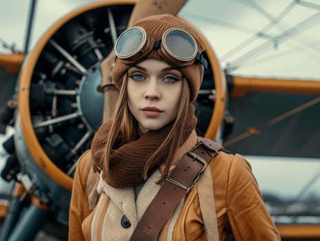 Vintage Aviator Woman Portrait photo