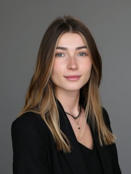 Confident young woman in black outfit photo