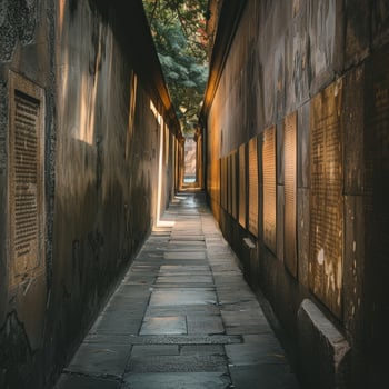 Mysterious alleyway in an ancient city photo
