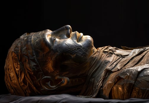 Ancient Egyptian mummy in the dark photo