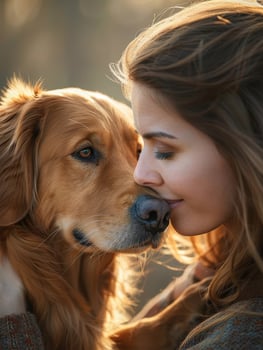 Tender moment between a person and their loyal companion photo