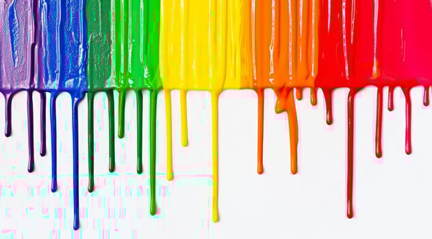 Vibrant rainbow paint drips photo