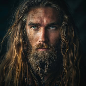 Rugged Bearded Man with Piercing Eyes photo