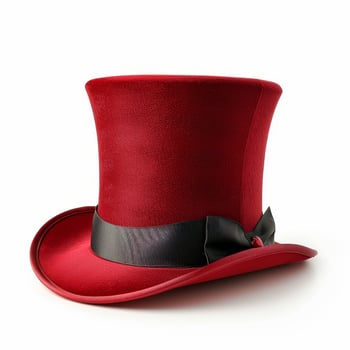 Elegant red top hat with black ribbon photo
