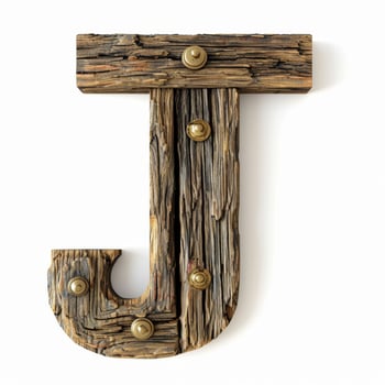Rustic wooden letter J photo