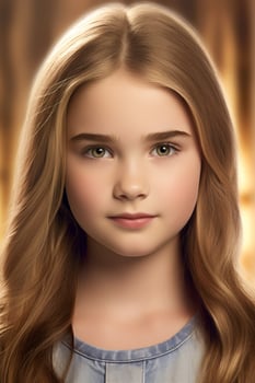 Thoughtful young girl with long blonde hair photo