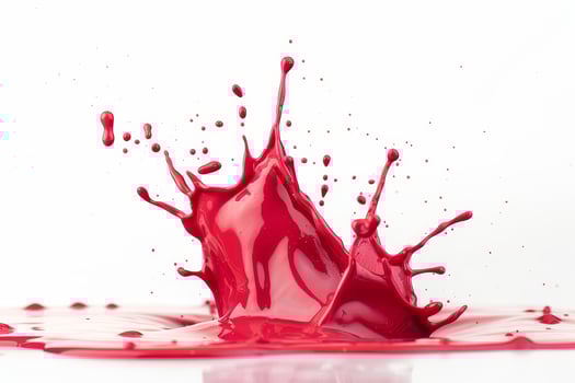 Vibrant red liquid splash on a white background photo