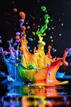 Vibrant Paint Splashes on a Black Background photo