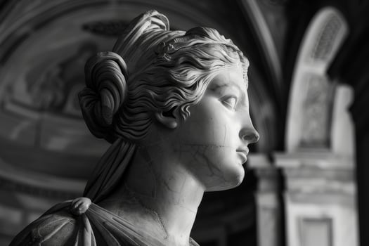 Elegant marble statue of a classical woman in a historical building photo