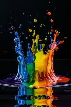 Vibrant Paint Splashes on a Black Background photo