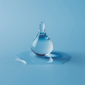 Perfect water droplet on a smooth blue surface photo