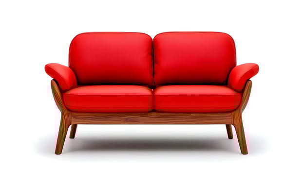 Stylish and Modern Red Sofa with Wooden Legs Ideal for Contemporary Living Spaces, Luxurious Lounge Areas, and Comfortable Home Interiors photo
