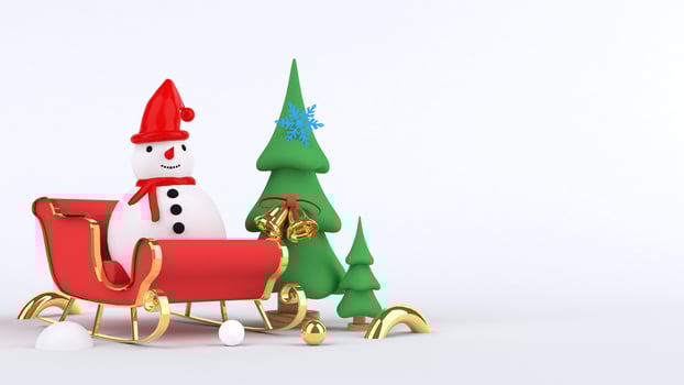 3d rendering Christmas tree design for christmas holiday decorate by ornament geometric shape and giftbox. photo