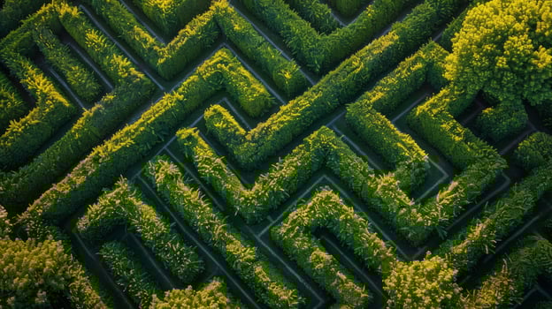 Aerial View of a Lush Green Hedge Maze photo