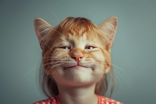 Happy child with cat face paint smiling joyfully photo