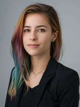 Confident young professional with colorful hair photo