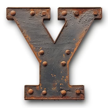 Vintage Metal Letter Y with Rustic Rivets photo