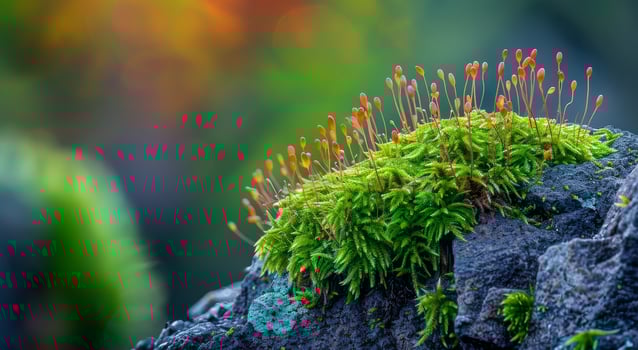 Vibrant moss and sporophytes thriving on a rock photo