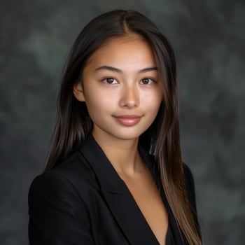 Confident young woman in a professional black blazer photo