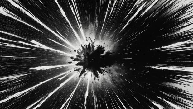 Explosive Cosmic Detonation Illuminates the Vacuum of Space with Fiery Debris and Energy. photo