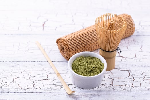 Japanese matcha green tea powder photo