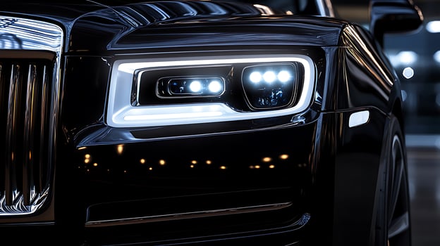 Car headlight close-up with open space for design creativity photo