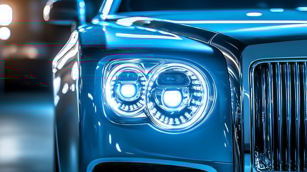 Detailed luxury car front light with plenty of copy space for your creative touch photo