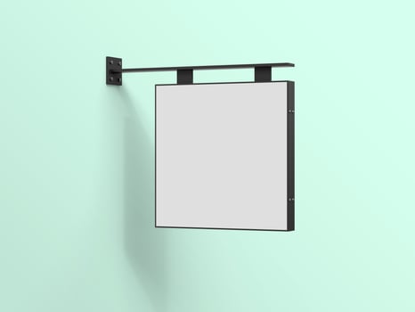 Blank sign board on a shop wall for logo mockup photo