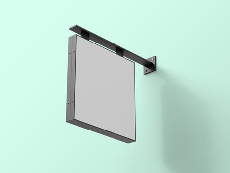 Blank sign board on a shop wall for logo mockup photo
