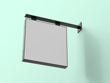 Blank sign board on a shop wall for logo mockup photo