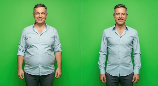 Transformation and confidence, dual portrait, conceptual imagery for wellness and self-improvement photo
